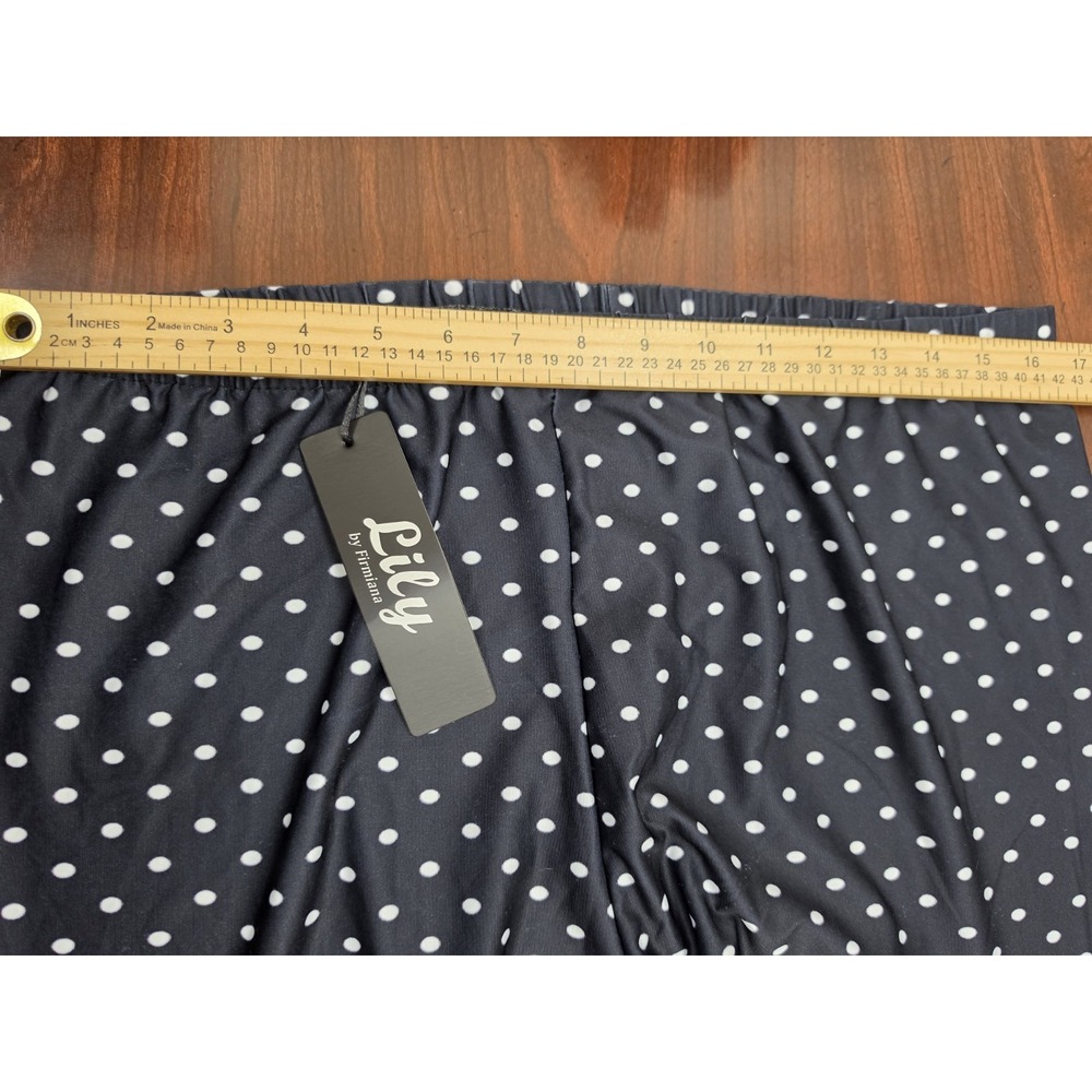 Lily by Firmiana 2XL Black White Polka Dot Santa Leggings Elastic Waist Stretch - Picture 5 of 7